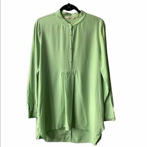 Soft Surroundings Women  Symphony Night Tunic Popover Top Long Sleeve Green M